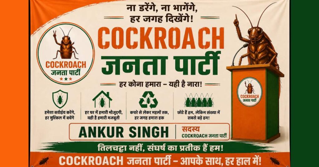 A visual representation of digital youth activism and the viral Cockroach Janta Party trend.