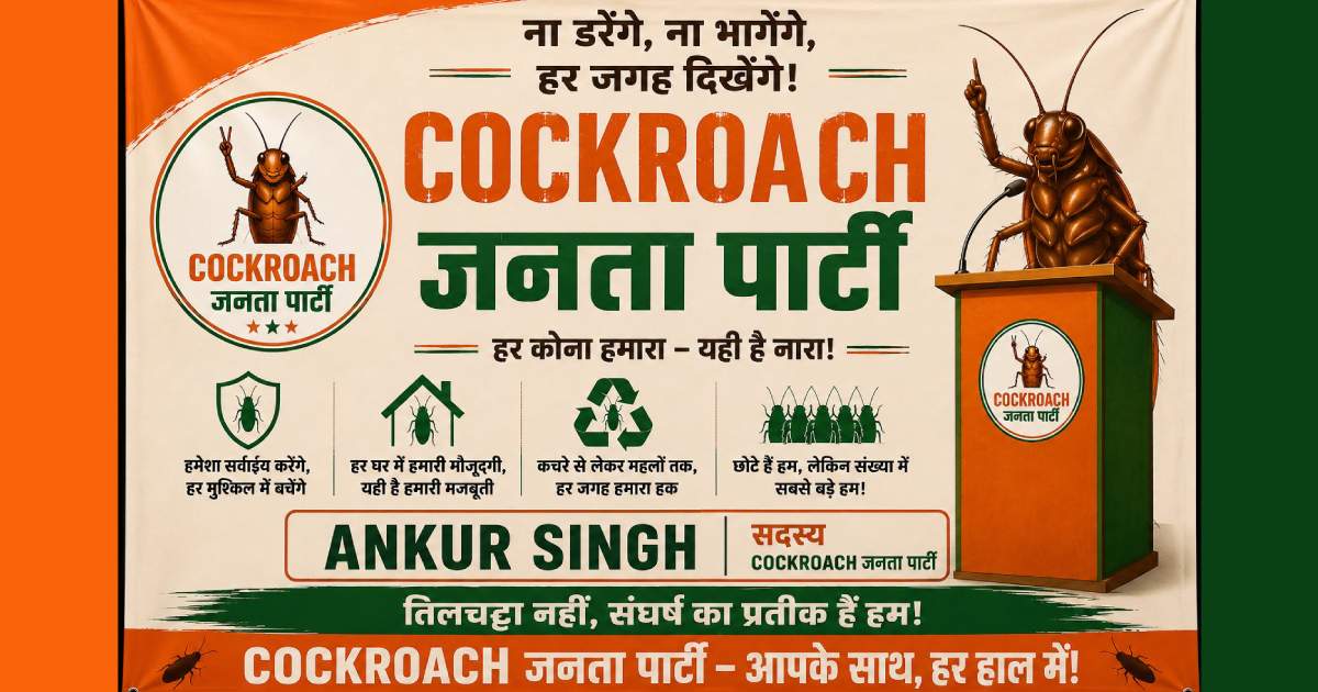 A visual representation of digital youth activism and the viral Cockroach Janta Party trend.