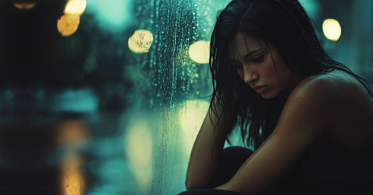 A woman looking thoughtfully out of a window while processing her hidden sadness.