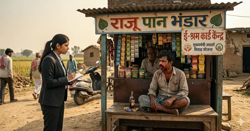 A man sitting idle showing dependency on government schemes.